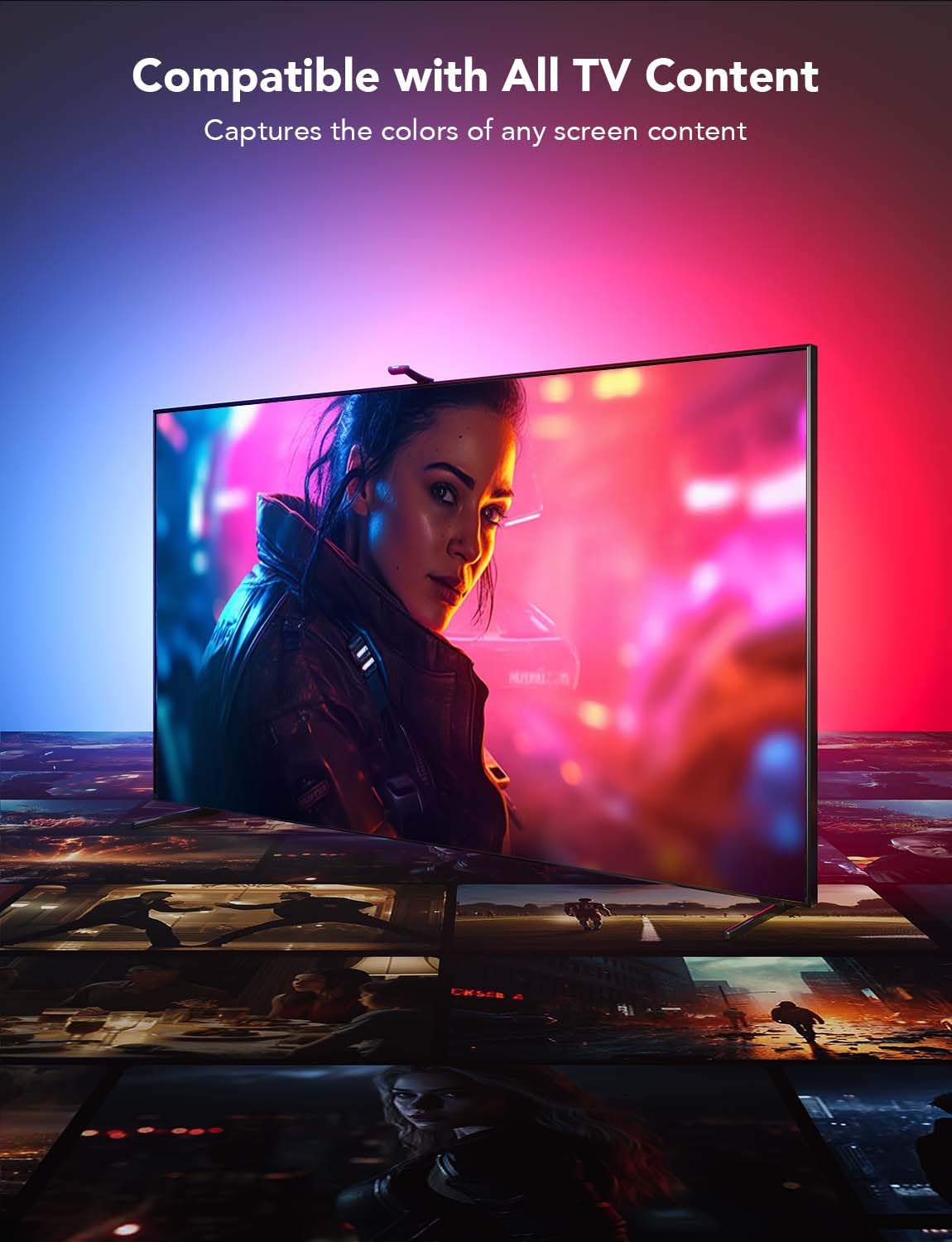 Govee Envisual app control for brightness, color, and modes.