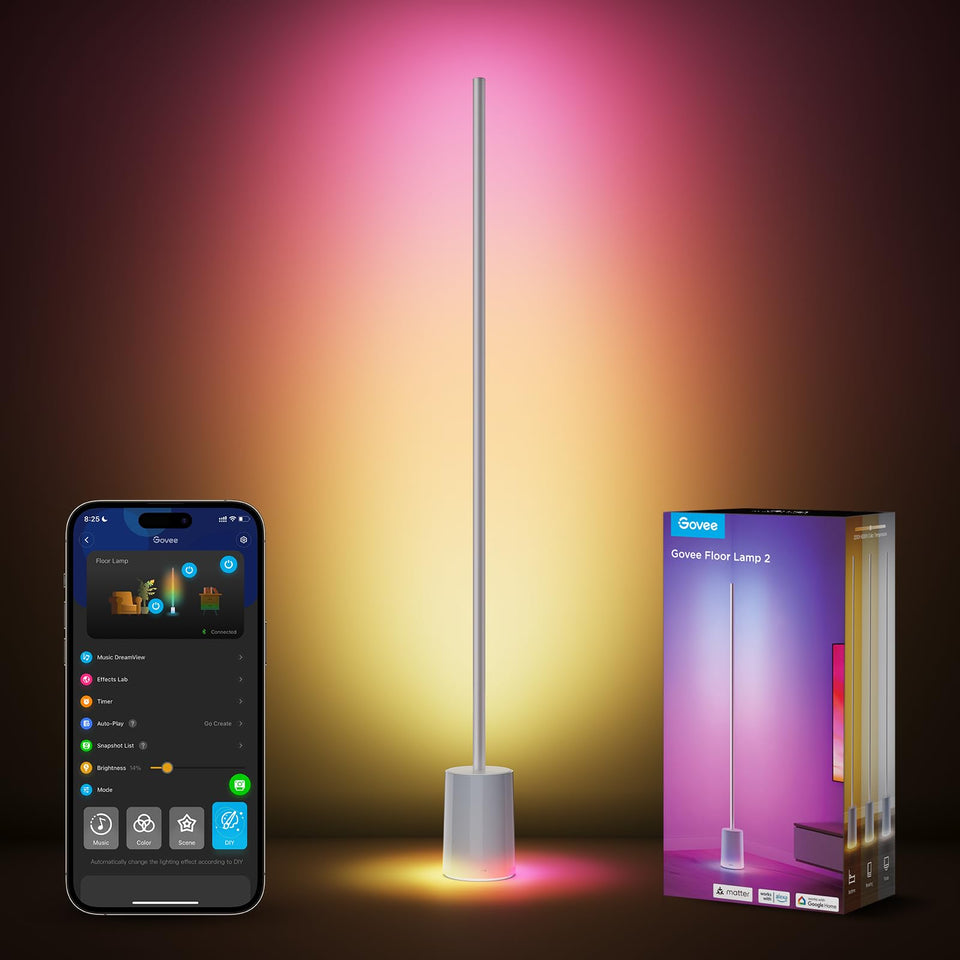 Govee Floor Lamp 2 post RGBICWW glow for vibrant living room ambience