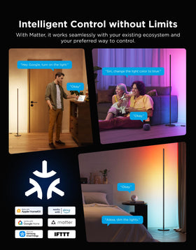 Govee Floor Lamp Basic 2-Pack color changing ambient scene showcase for mood lighting.