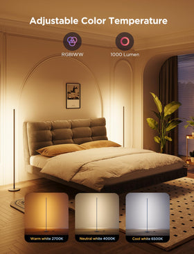 Govee Floor Lamp Basic 2-Pack vertical aluminum pole detail highlighting durability.