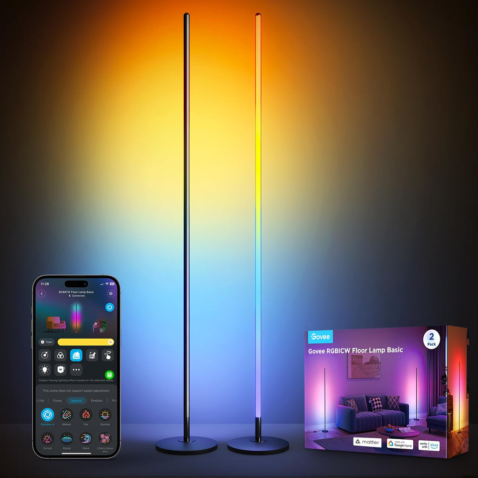 Govee Floor Lamp Basic 2-Pack pack shot showing versatile corner lighting solutions.