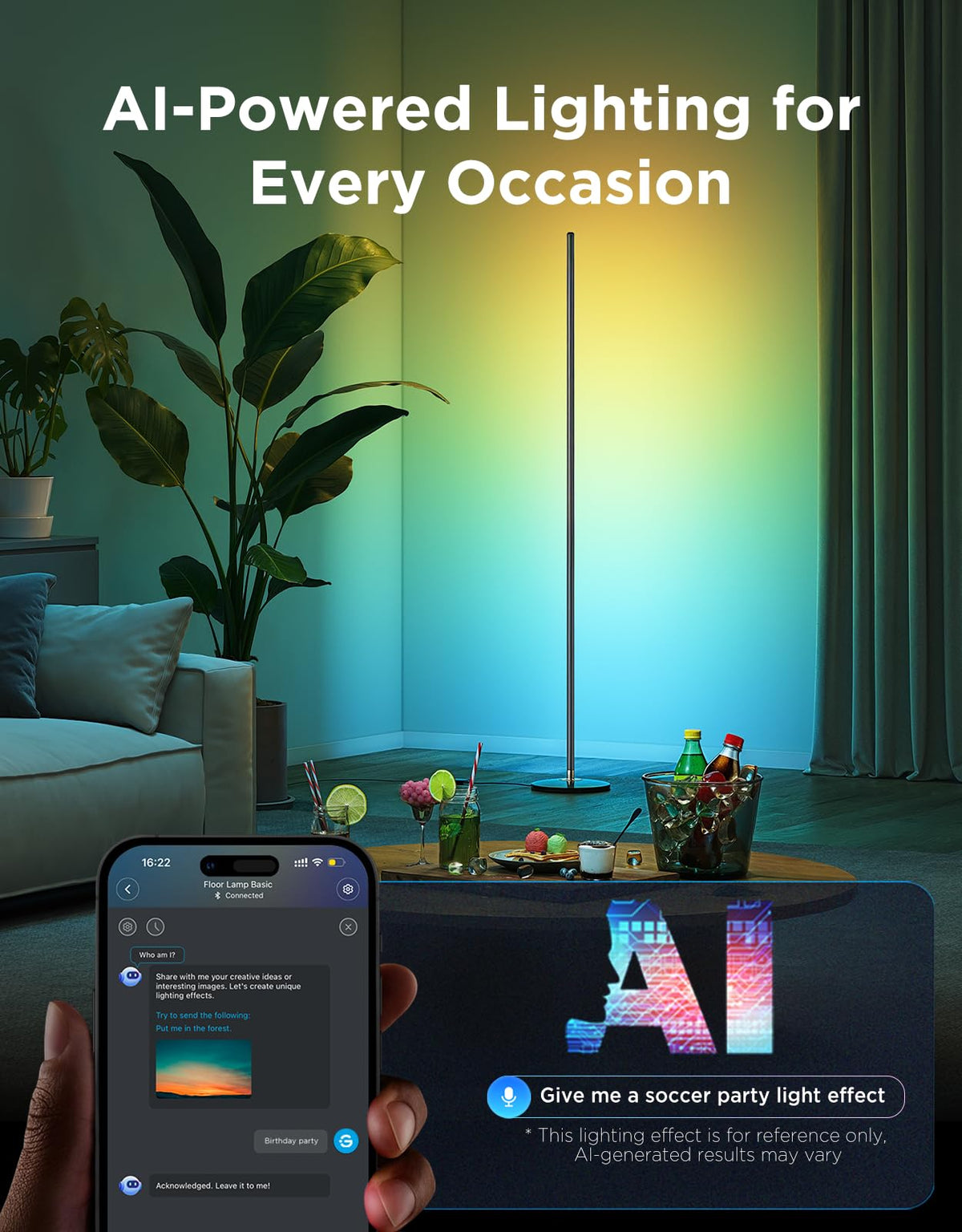 Govee Floor Lamp Basic 2-Pack with voice control via Alexa and Google.