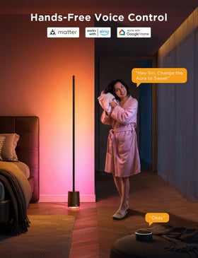Govee Floor Lamp Pro modern-design emphasizes sleek decor and customizable colors.