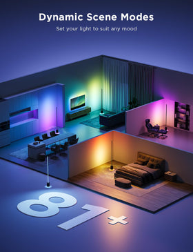 Govee Floor Lamp Pro music-sync-light-show syncs with tracks for parties.