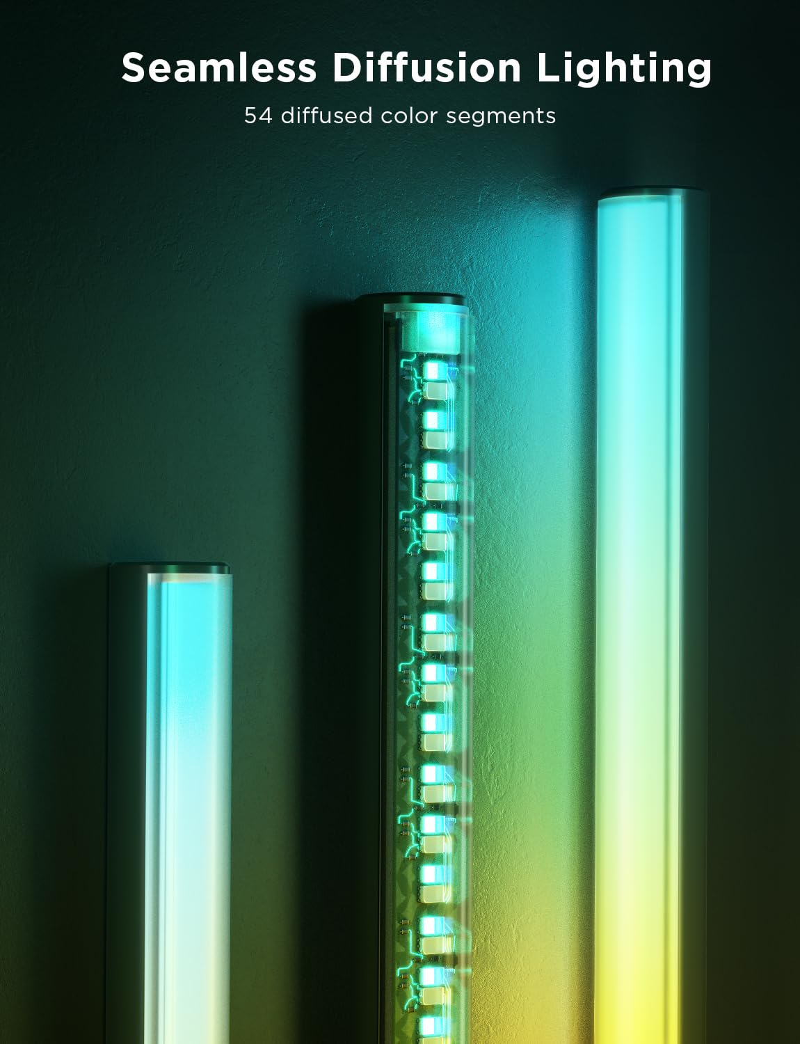 Govee Floor Lamp Pro smart-home-control demonstrates voice or app operation via Matter and assistants.
