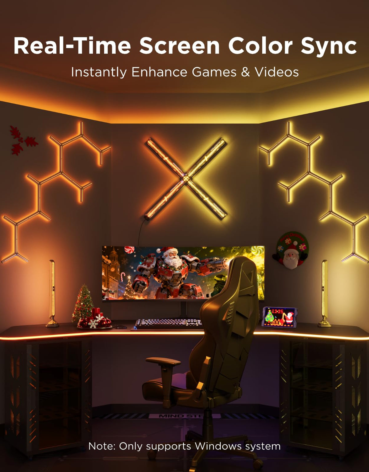 Govee Gaming Light Bars Pro triple-sided illumination creates futuristic ambience