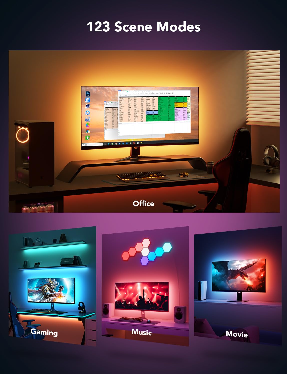 Govee Gaming Light for Monitor G1 RGBIC effect highlighting dynamic in-game colors