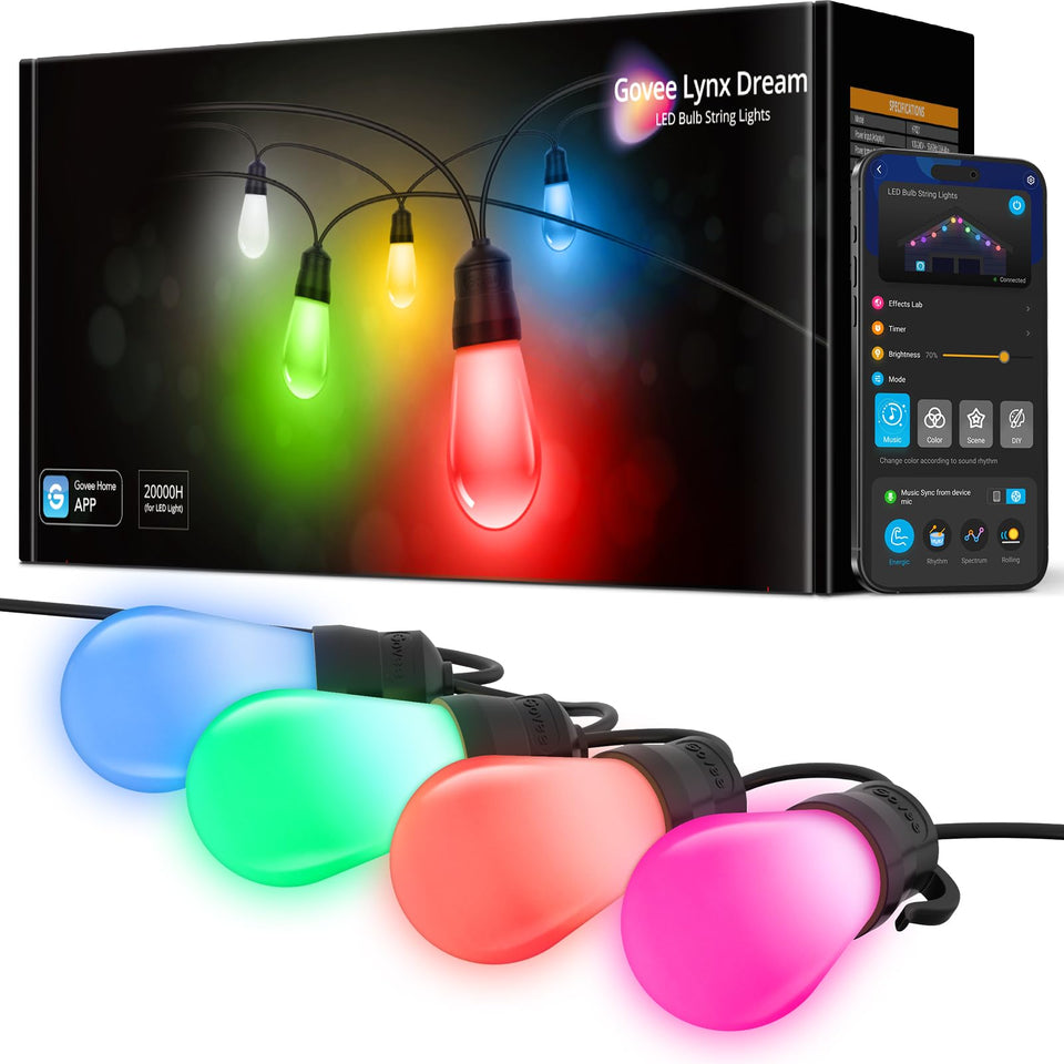 Govee H7016 RGBIC outdoor lights illuminating a patio with dynamic colors