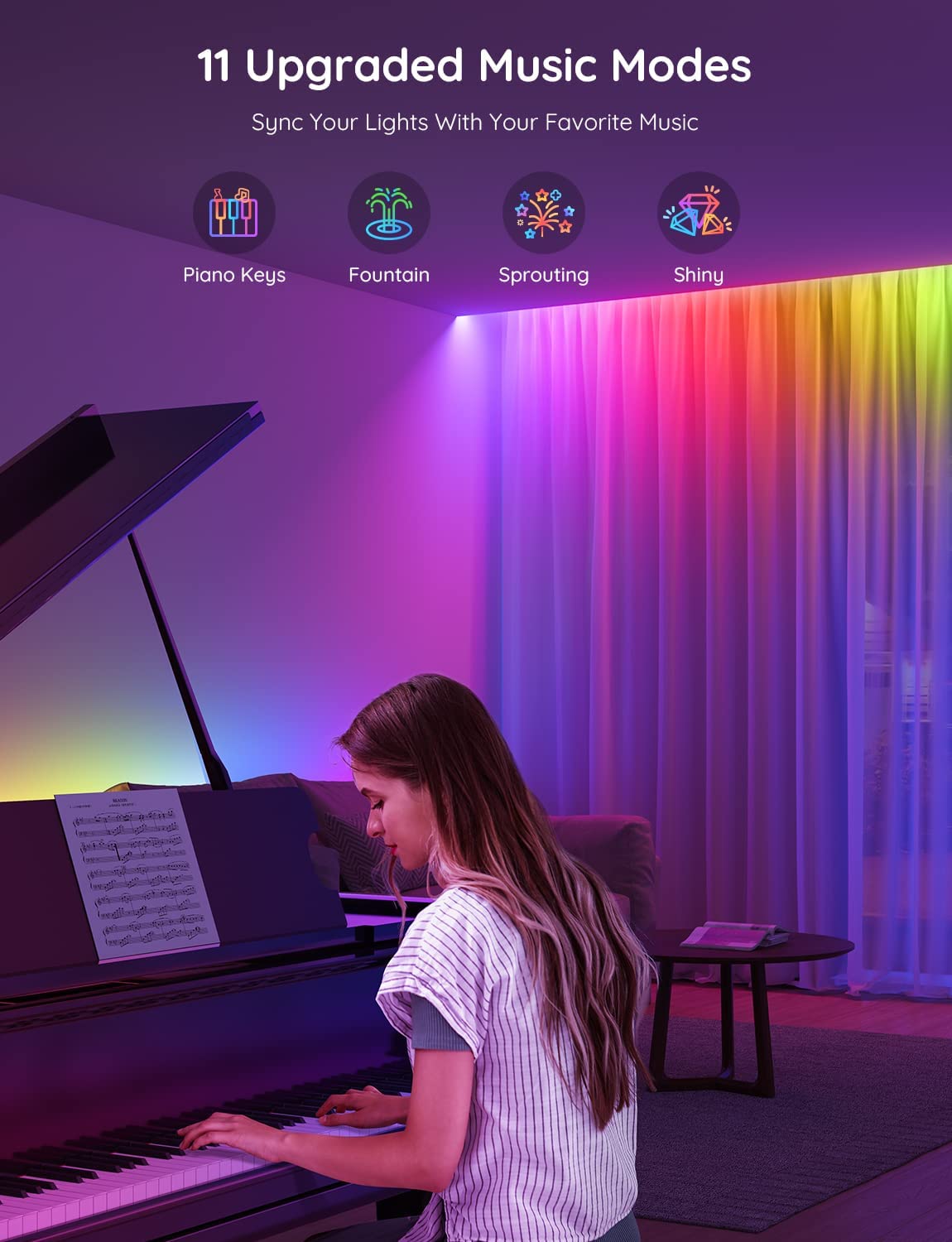 Govee LED strip for indoor decor, suitable for bedroom, living room, and more.