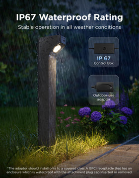 Govee IP67 waterproof rating for durable outdoor performance in rain.
