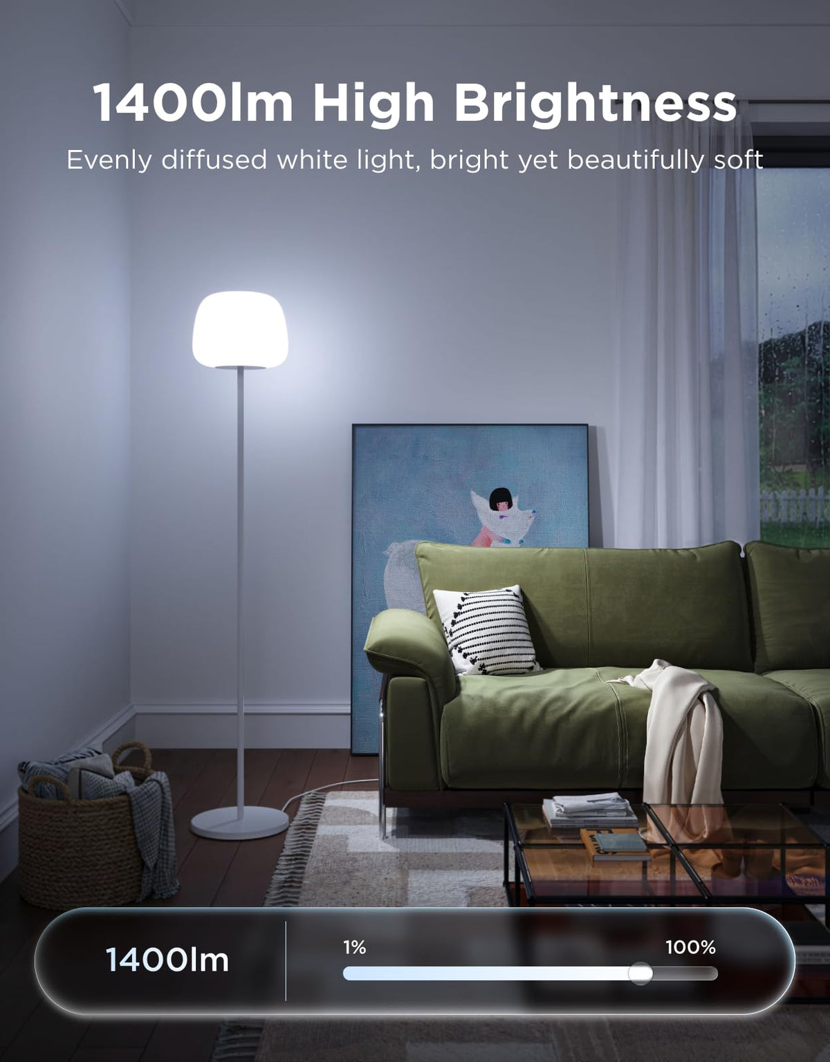 Govee Lantern Floor Lamp color temperature range from warm to cool.