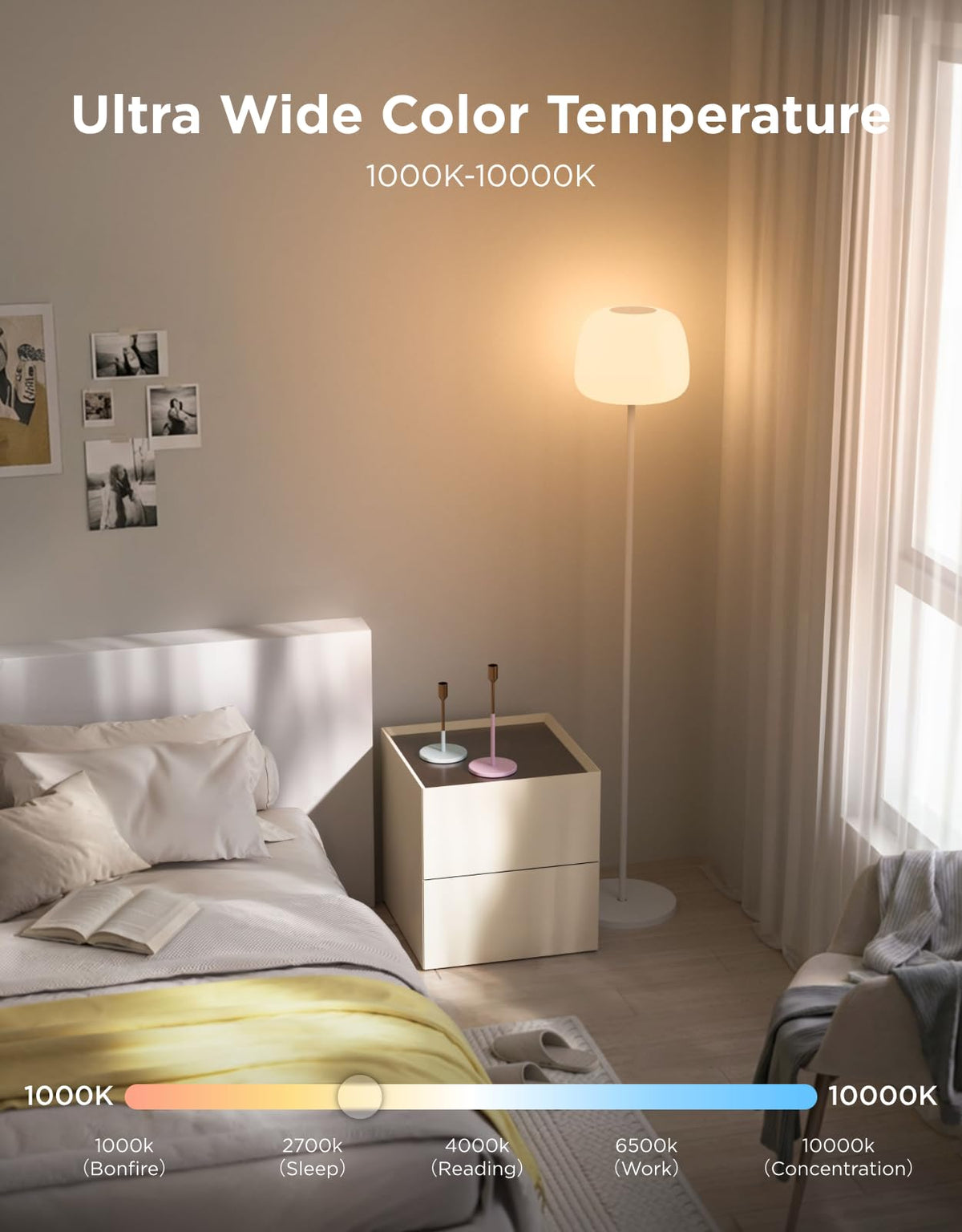 Govee Lantern Floor Lamp detachable metal poles enable flexible placement.