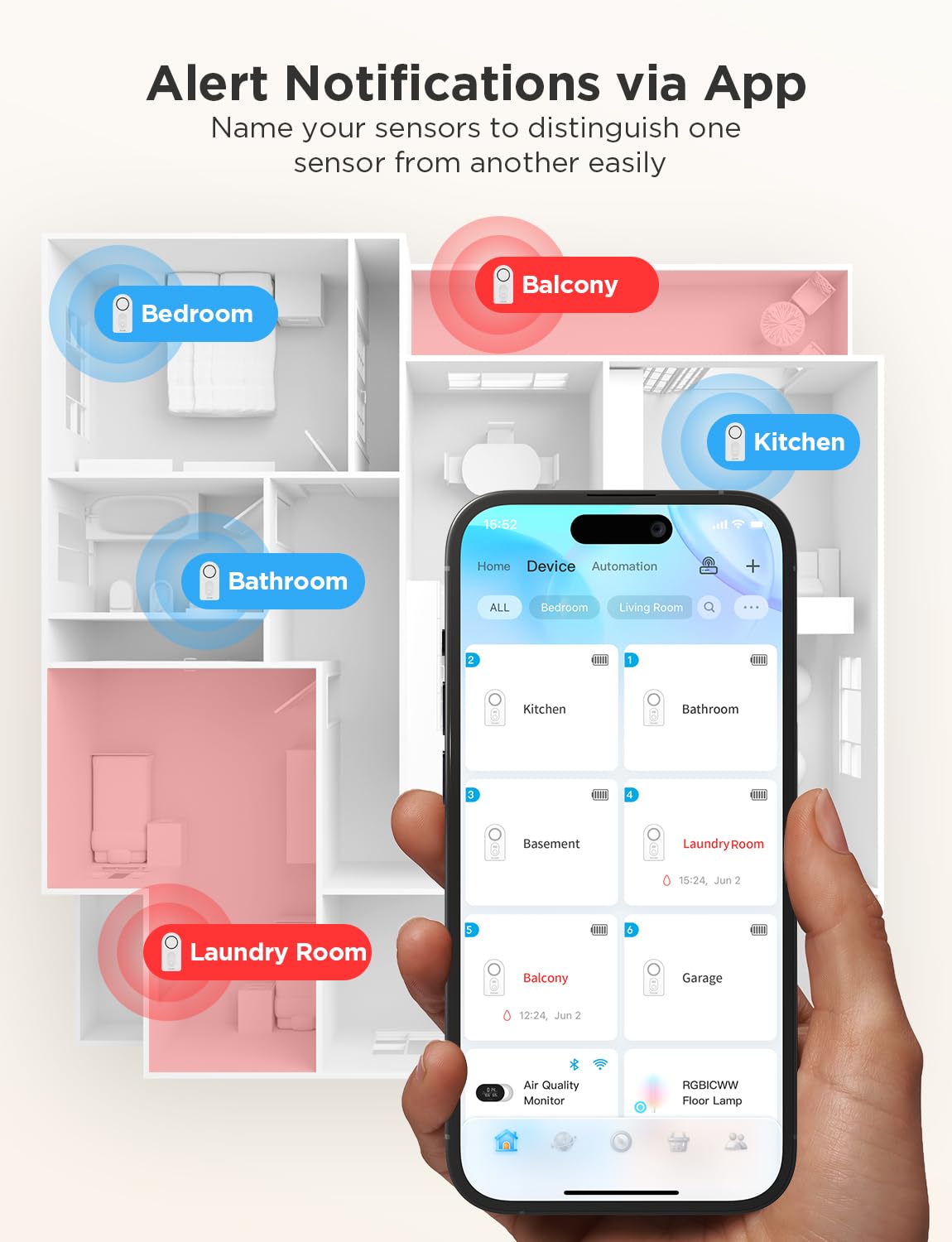 Govee detector emits a loud 100 dB alarm for immediate notification