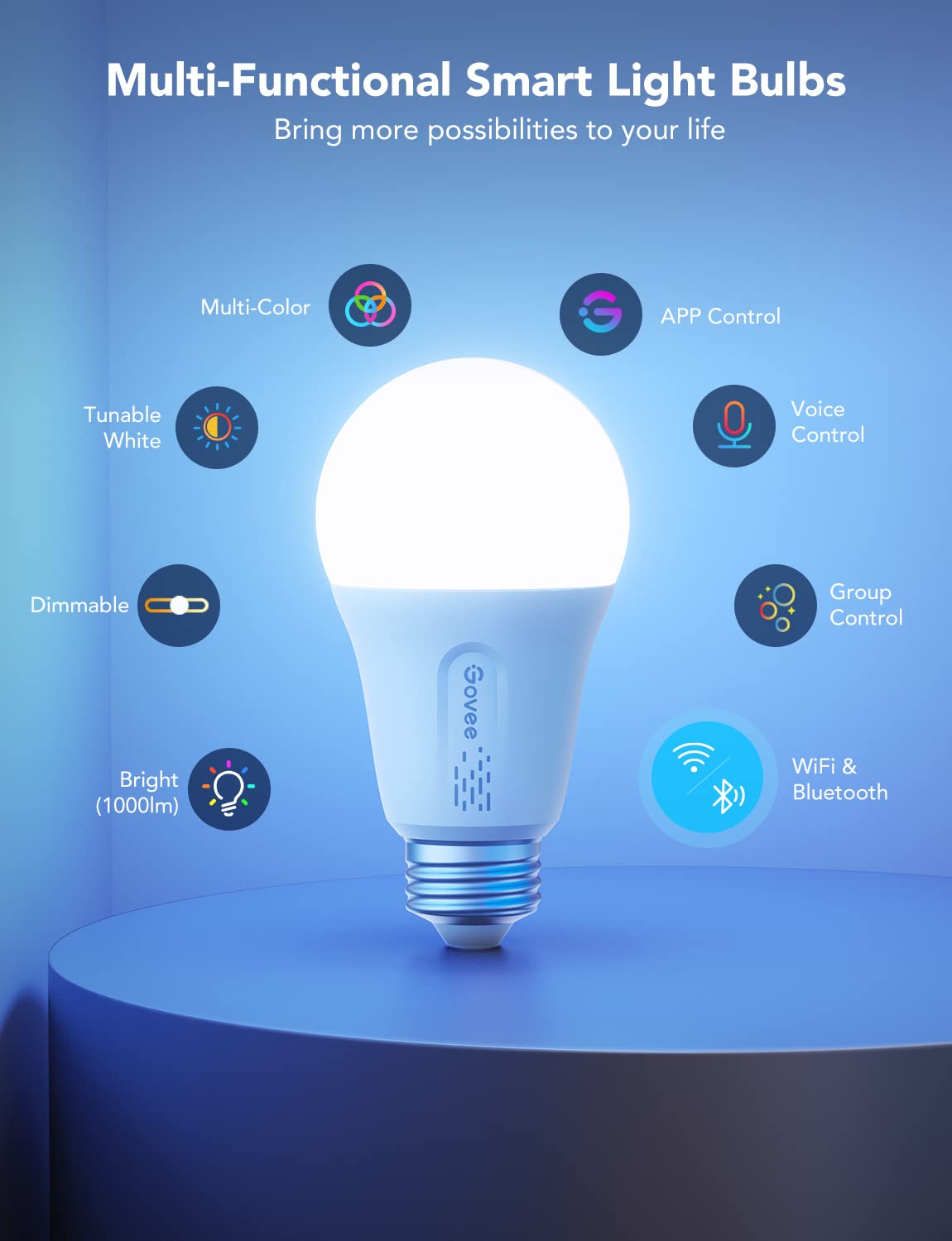 Govee LED smart bulb with Music Mode synchronized to audio