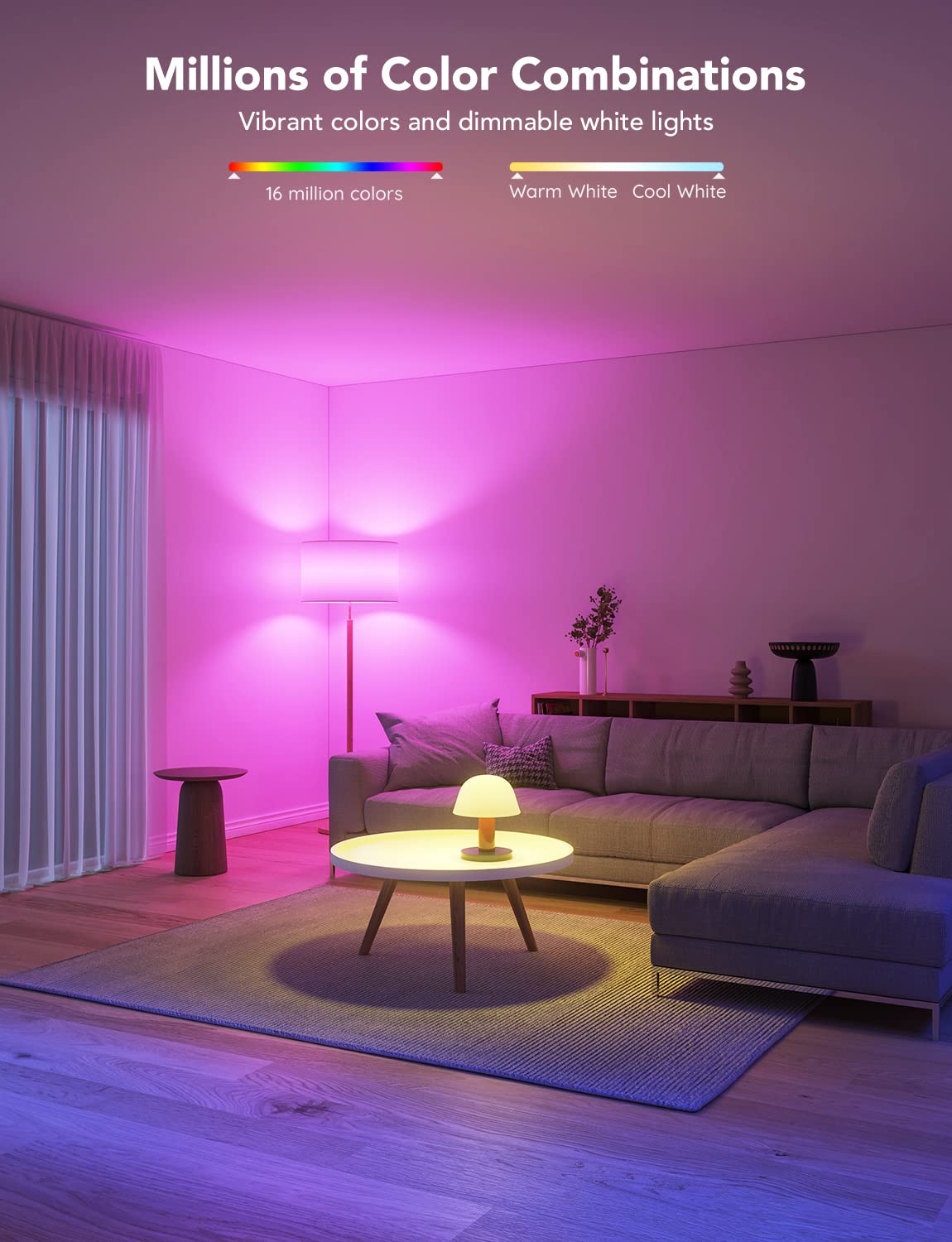 Govee LED Smart Light Bulbs warm to cool white tunable light for reading