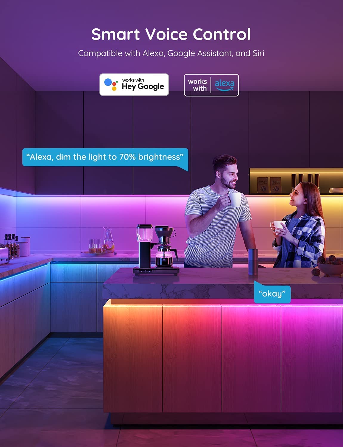Govee LED strip app customization enables DIY effects and themes.