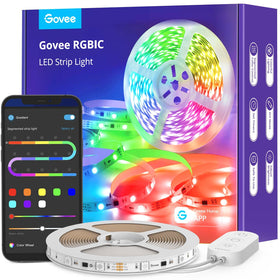 Govee RGBIC LED strip lights multi-color display for vibrant ambience.