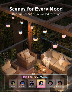Govee mic-responsive music modes sync lights to rhythm in real time.
