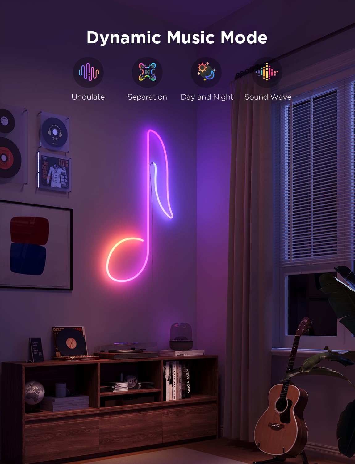 Govee neon lights in a bedroom create ambient decor