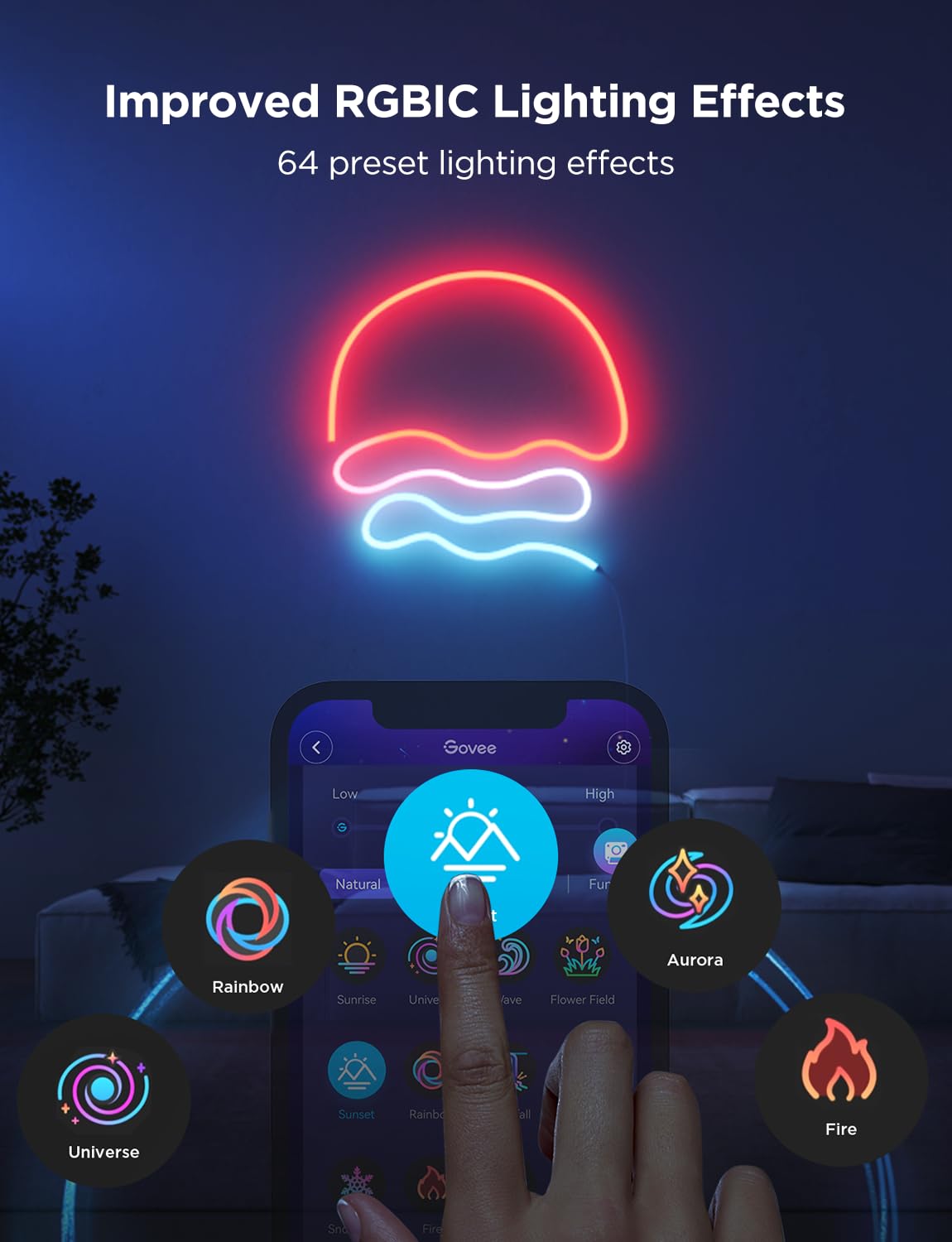 Govee Neon Lights add a stylish bedroom decor glow