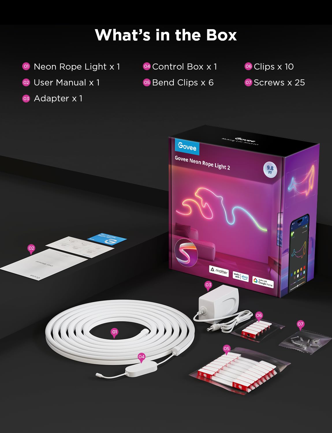 Govee Neon Lights voice control via Alexa and Google Assistant
