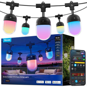Govee outdoor chromatic string lights illuminate outdoor spaces with vibrant, customizable colors.