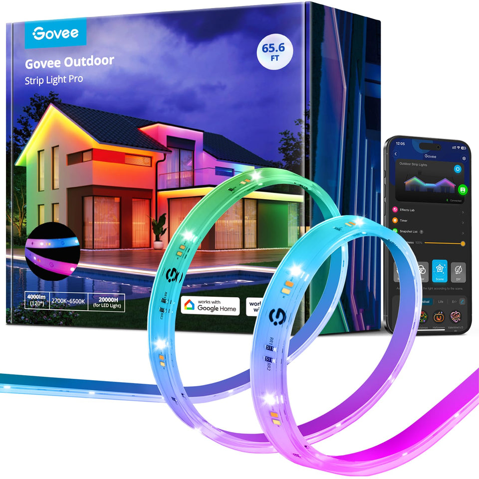 Govee outdoor LED strip with RGBIC for vibrant exterior color effects