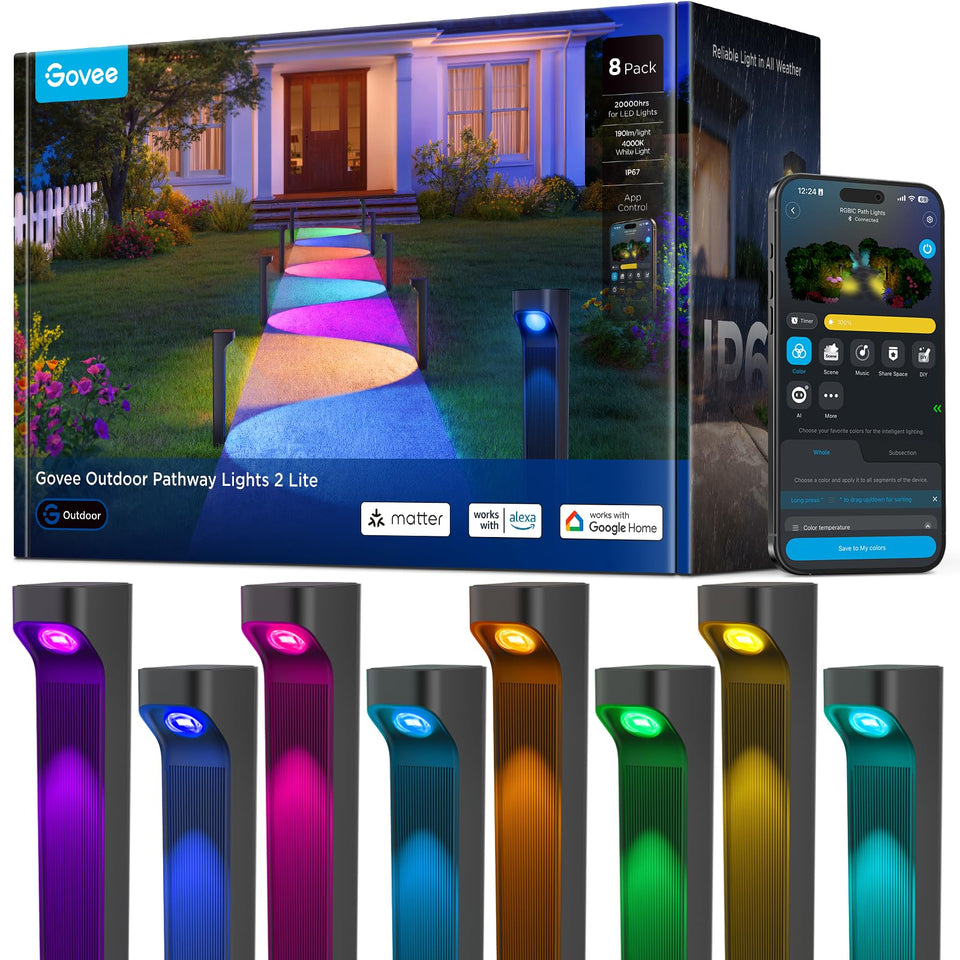 Govee outdoor pathway lights curved edge illuminate a flowing edge along a walkway
