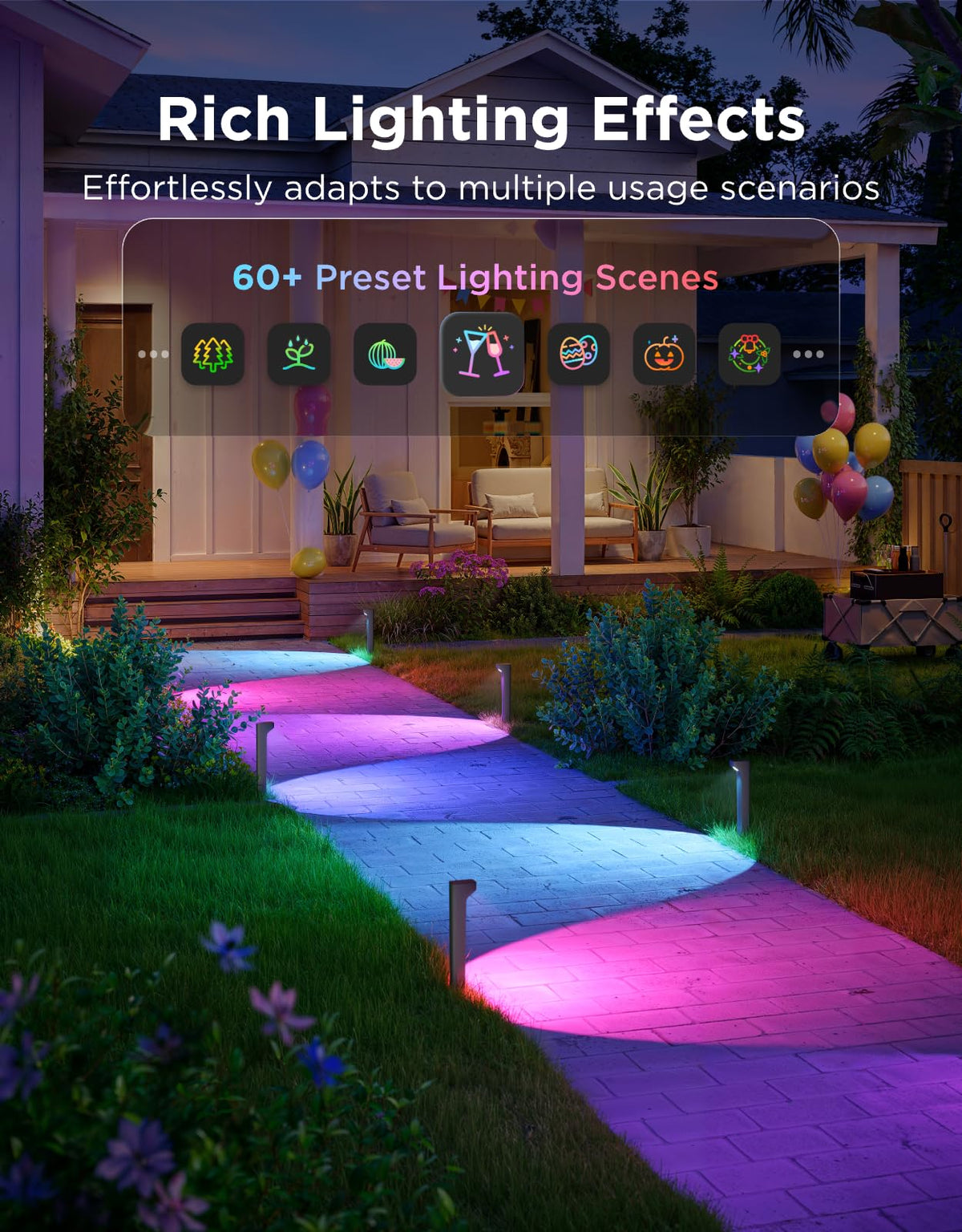 Govee pathway lights sync with music for a lively outdoor display