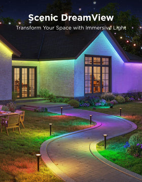 Govee outdoor pathway lights side view highlighting compact form and ambient glow
