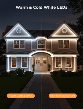 Govee Outdoor RGBIC warm-cool white mix supports versatile year-round lighting.