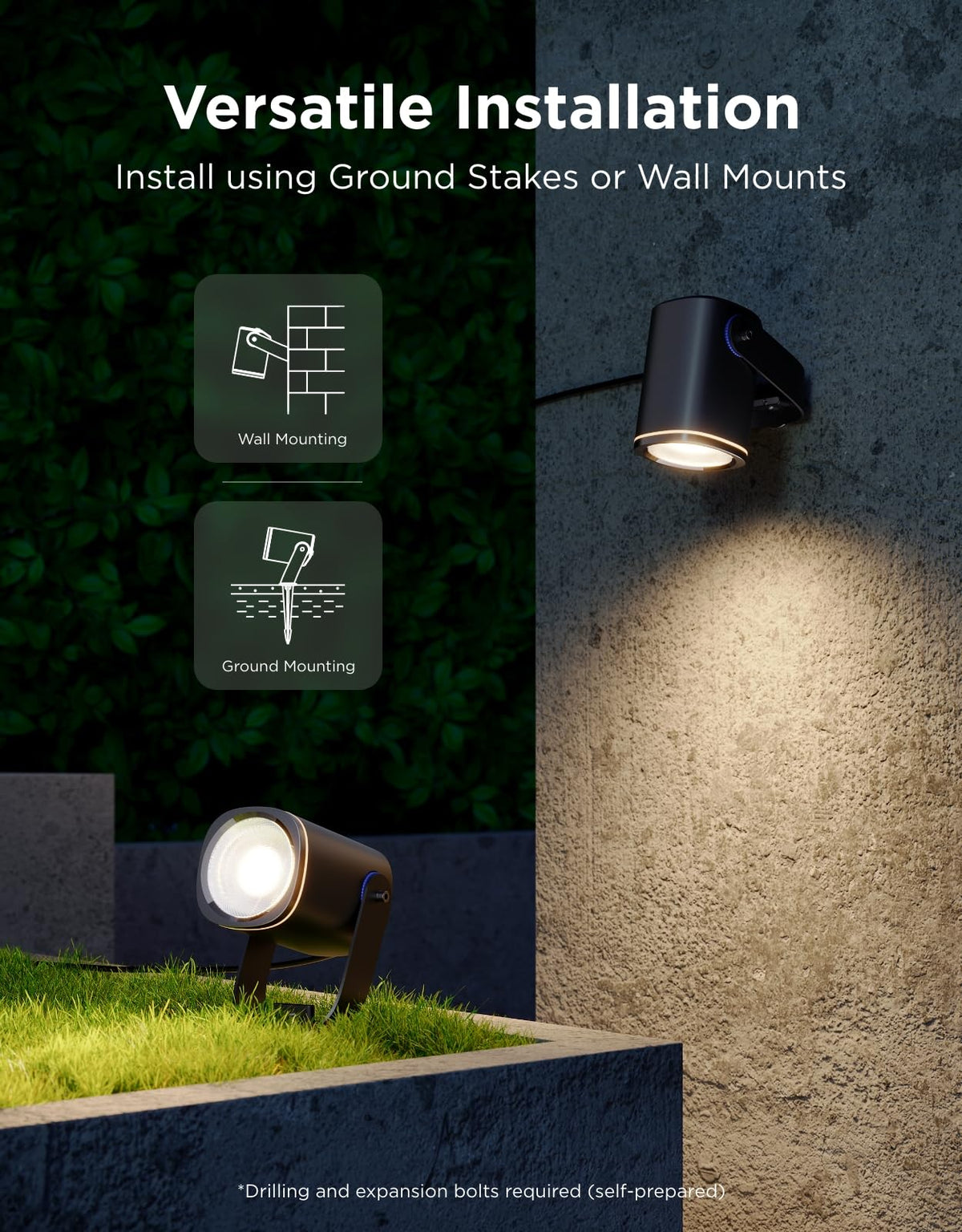 Govee outdoor spotlights aluminum casing for durable weather resistance