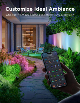 Govee spotlights with ground stakes and wall mount options for easy setup