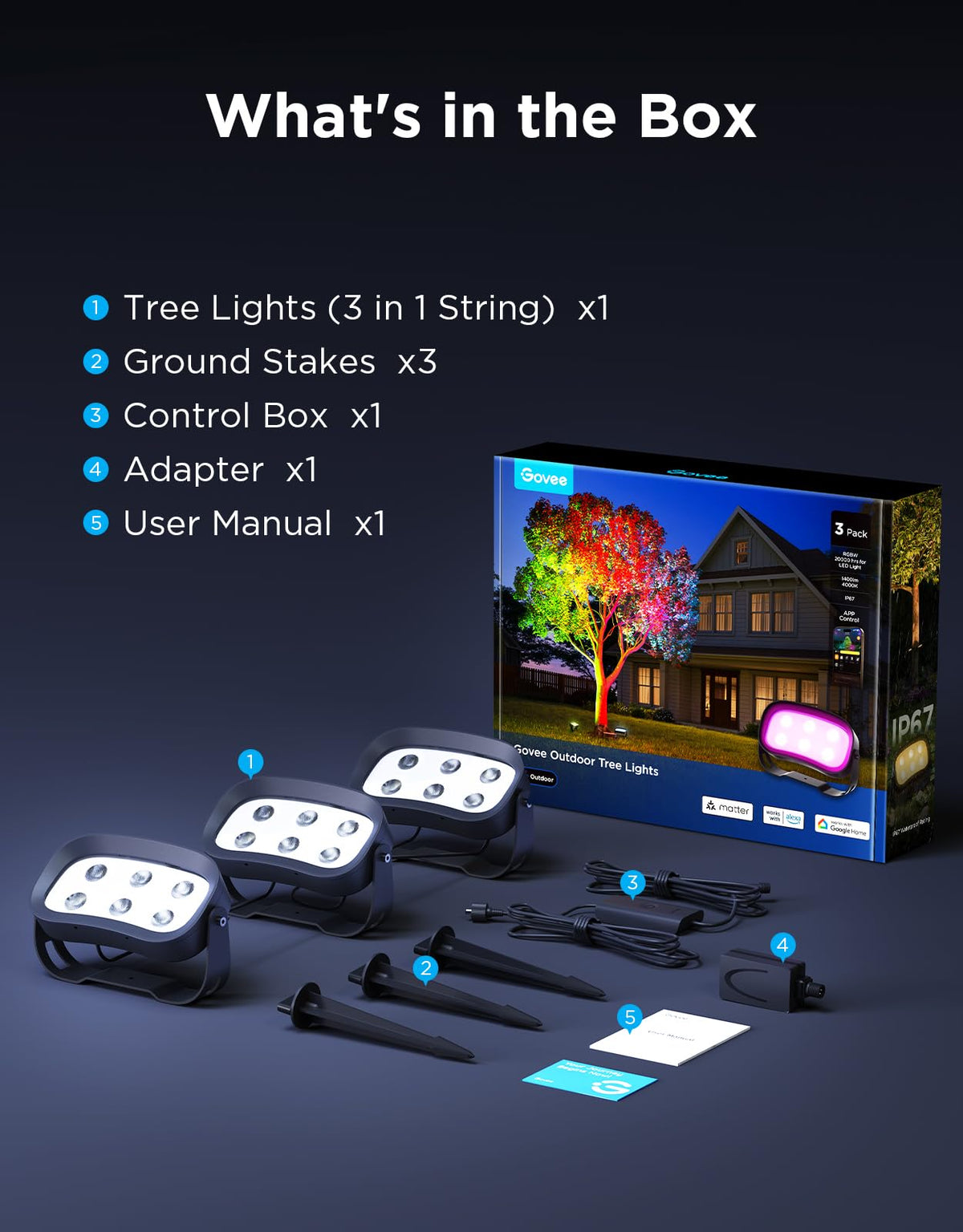 Govee tree lights illuminate yards for gatherings and evenings