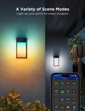 Govee IP65 aluminum housing withstands outdoor weather while brightening a wall.
