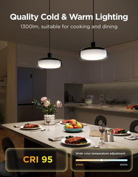 Dimmed 1300 lumens from Govee pendant light suits dinner scenes.