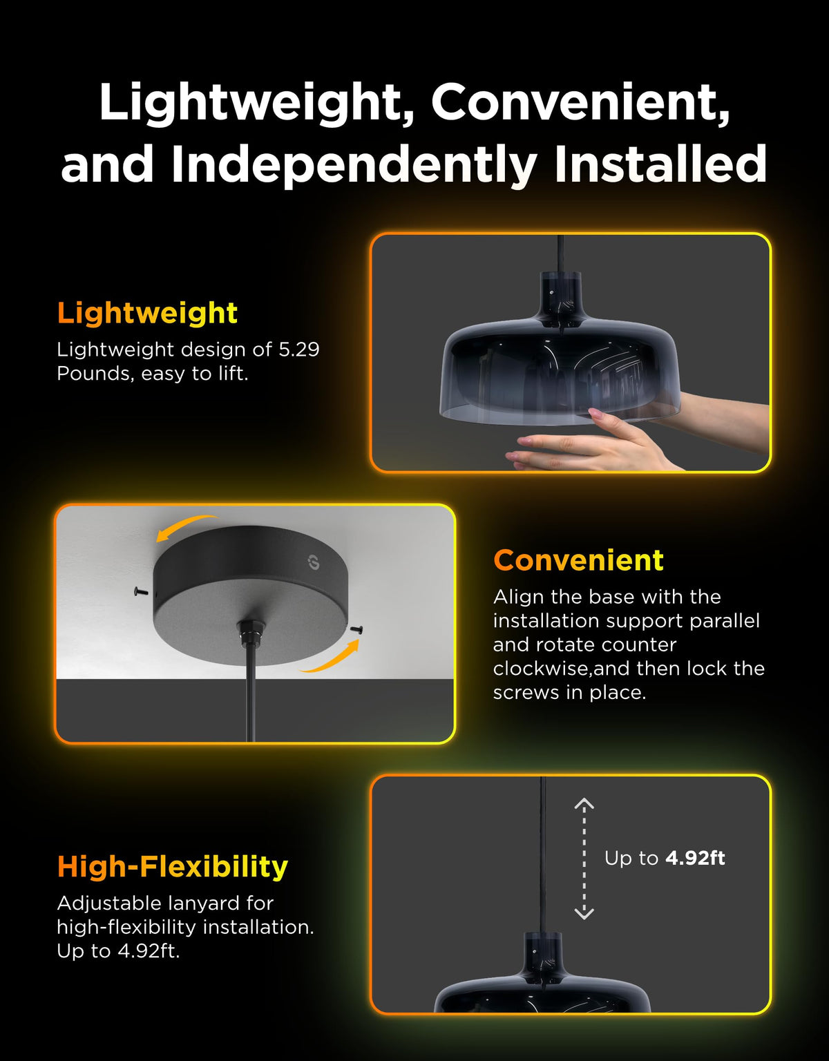 One-person installation with adjustable rope length for flexible setup.