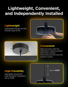 One-person installation with adjustable rope length for flexible setup.