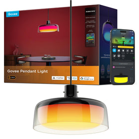 Govee pendant light over kitchen island with three-layer RGBIC lighting for vibrant ambience.