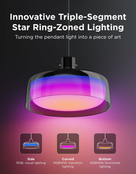 Govee pendant light showing colorful RGBIC effects for versatile moods.