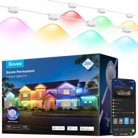 Govee Permanent Lights Pro 200ft on eaves creating seamless outdoor glow