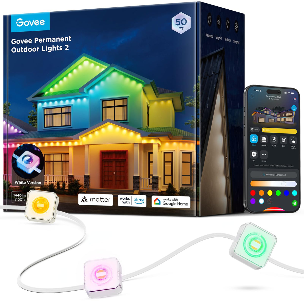 Govee Permanent Outdoor Lights 2 roofline setup for year-round exterior ambiance