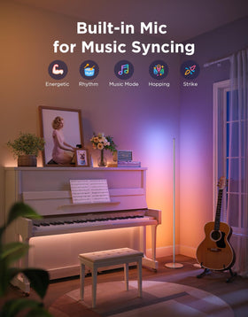 Govee RGBIC Floor Lamp 85 dynamic scene options for decor.