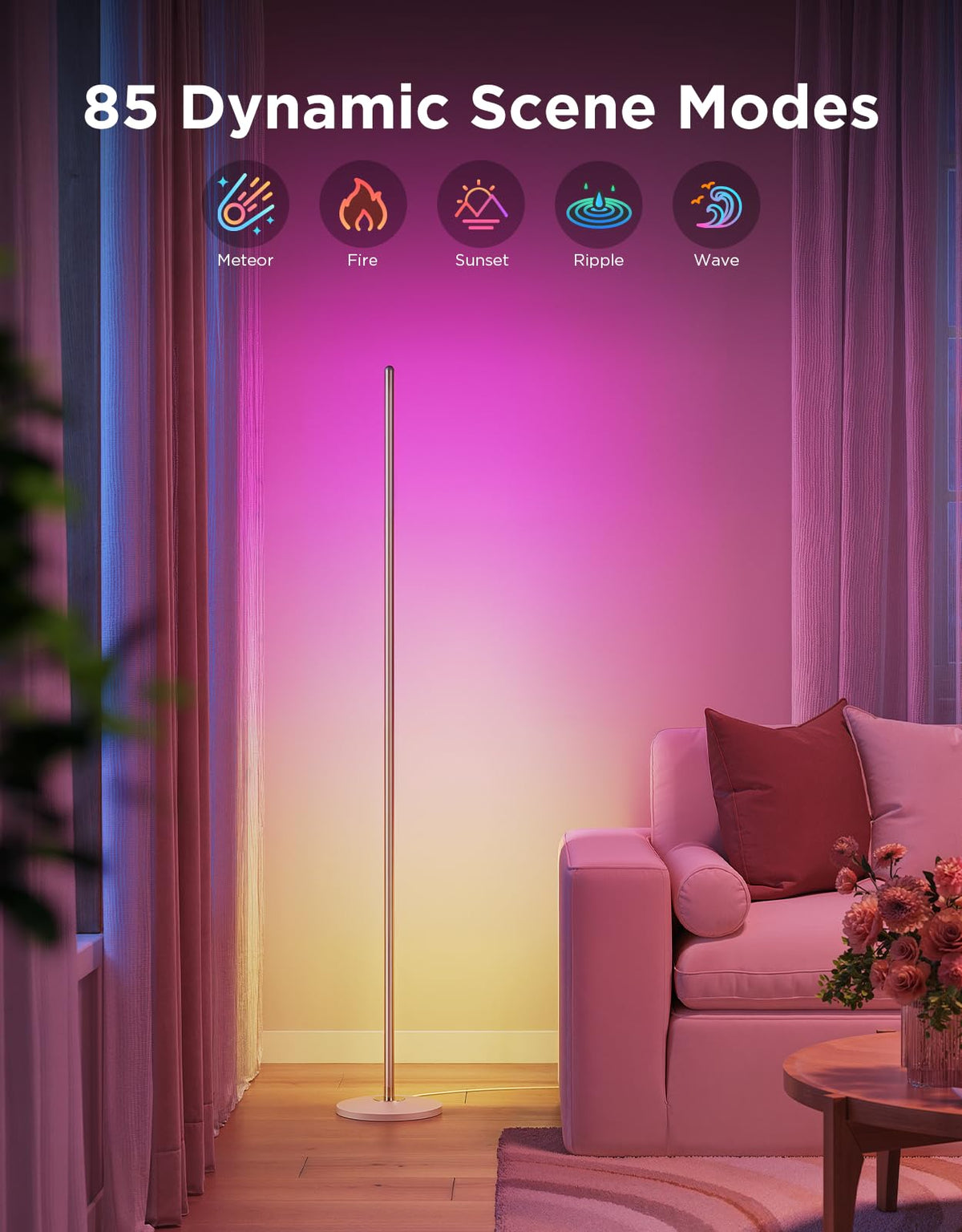 Govee RGBIC Floor Lamp Basic dynamic colors for customizable ambience.