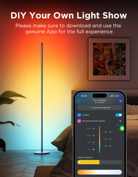 Govee RGBIC Floor Lamp Basic with music sync reacts to beats for lively evenings