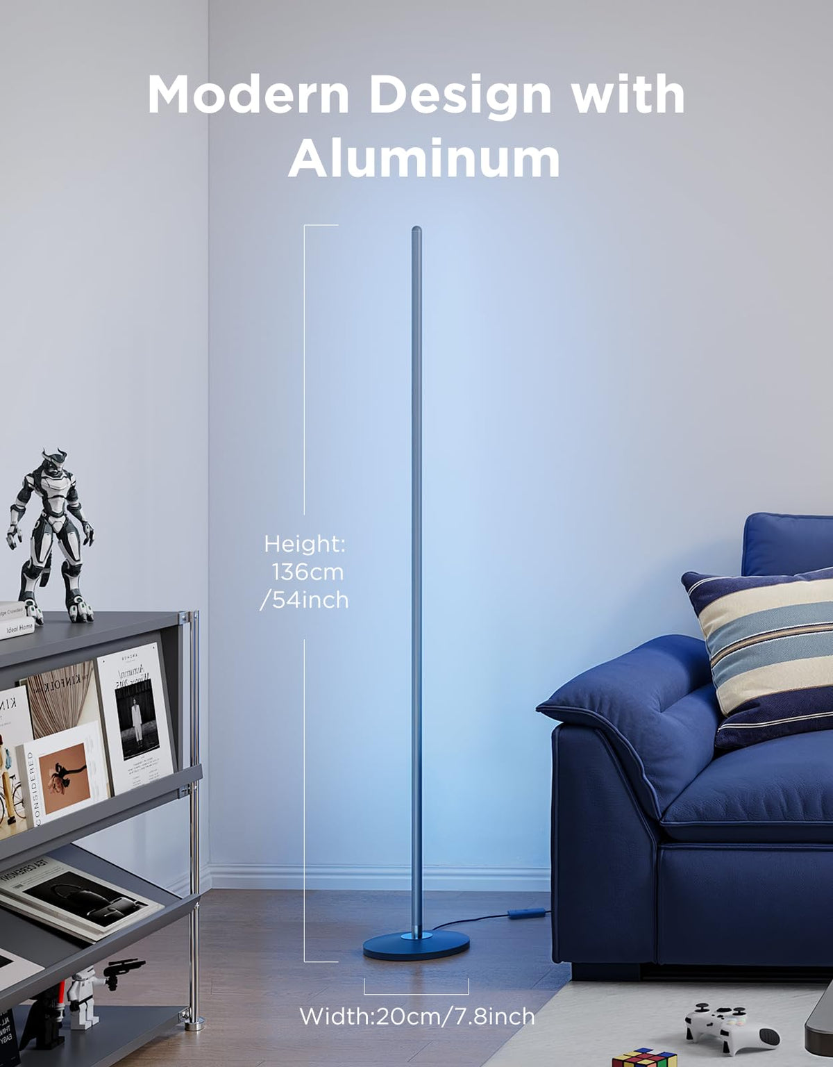 Govee RGBIC Floor Lamp Basic portable stand design suits bedrooms or living rooms