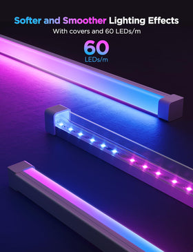 Govee RGBIC diffuser channel closeup highlighting even light diffusion along surfaces