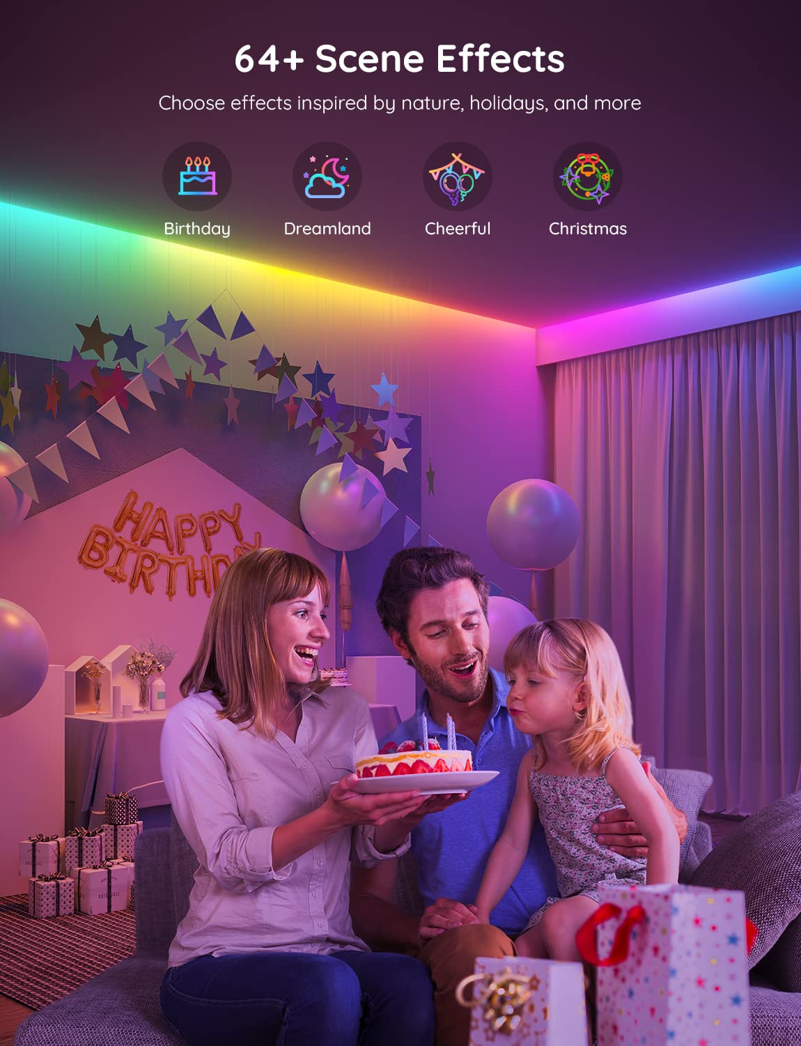 Govee RGBIC LED strip lights 64 plus scenes for mood and events