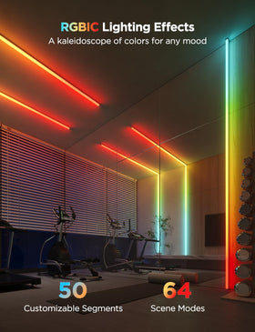 Govee RGBIC LED strip outer corner installation emphasizes clean, uniform glow
