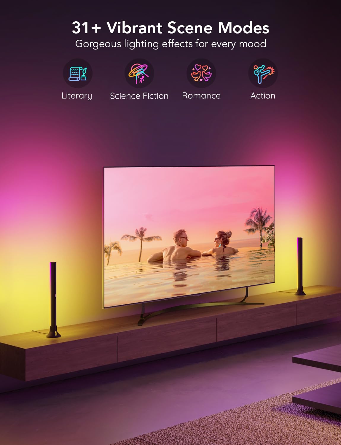 Govee RGBIC light bars horizontal placement for discreet lighting